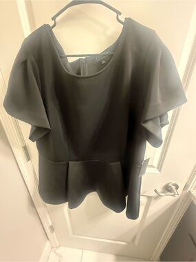 Eloquii Black Short-Sleeve Peplum Blouse